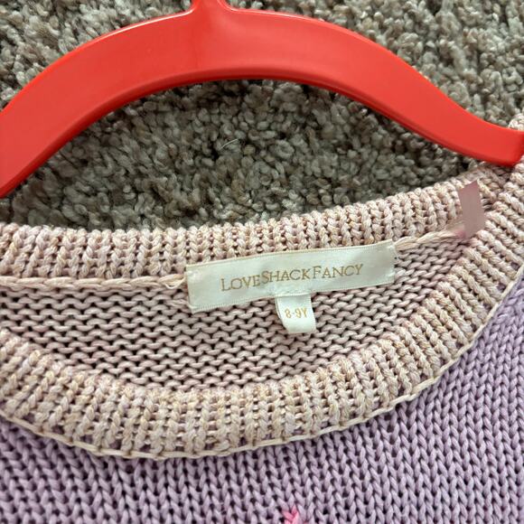 LoveShackFancy Girl’s Colorblock Knit Sweater Star Pink Sz 8-9Y Pastel Purple - Picture 4 of 15
